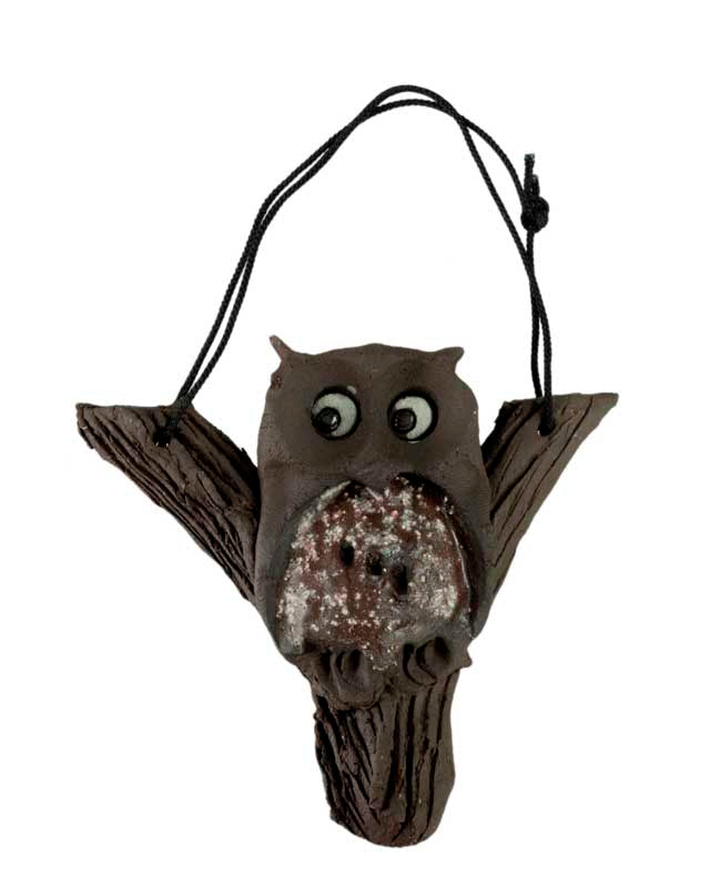 Figurine Chouette Murale En Terre Cuite – Suspension Artisanale De Pologne