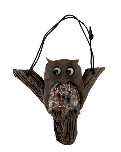 Figurine Chouette Murale En Terre Cuite – Suspension Artisanale De Pologne