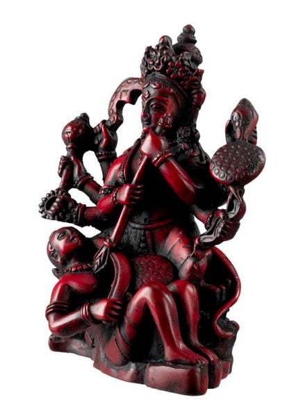 Statue Déesse Kali en Résine Rouge Bordeaux – Mahakali, Divinité Hindoue du Népal