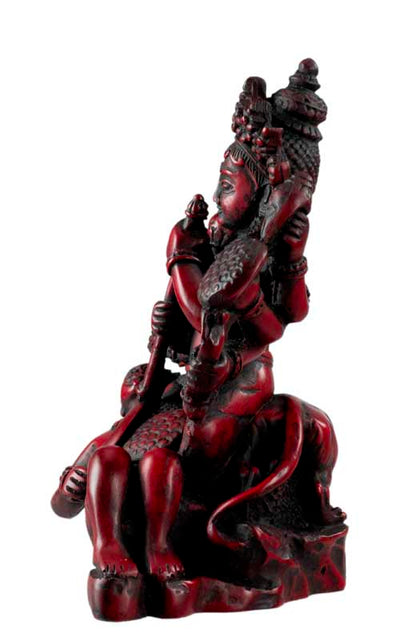 Statue Déesse Kali en Résine Rouge Bordeaux – Mahakali, Divinité Hindoue du Népal