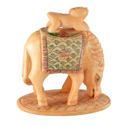 Figurine Cheval et Singe en Os Sculpté – Artisanat Chinois Fait Main