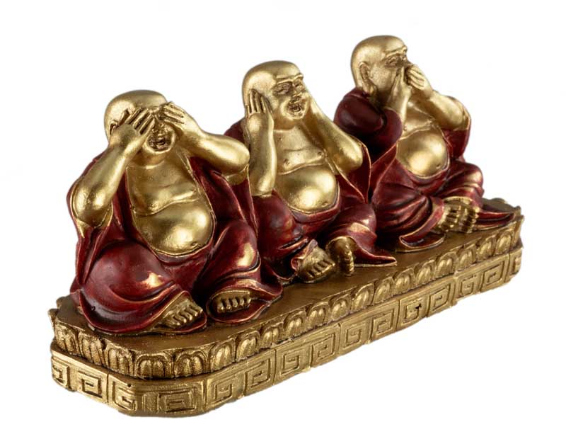 Figurine Bouddha De La Sagesse – Statuette En Résine – Les Trois Singes De La Sagesse