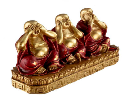 Figurine Bouddha De La Sagesse – Statuette En Résine – Les Trois Singes De La Sagesse