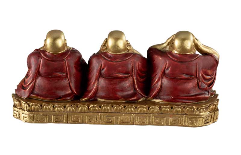 Figurine Bouddha De La Sagesse – Statuette En Résine – Les Trois Singes De La Sagesse