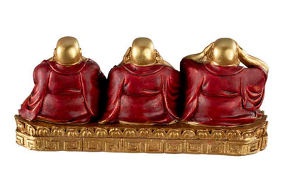 Figurine Bouddha De La Sagesse – Statuette En Résine – Les Trois Singes De La Sagesse