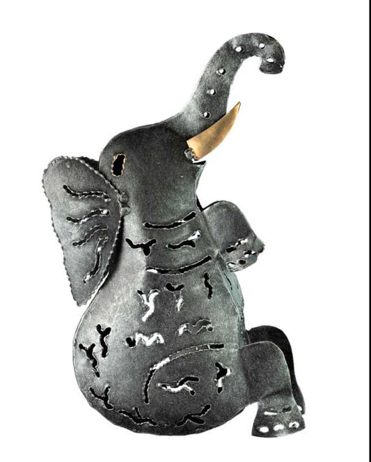Photophore Éléphant En Métal Peint – Bougeoir Artisanal Pour Une Ambiance Chaleureuse