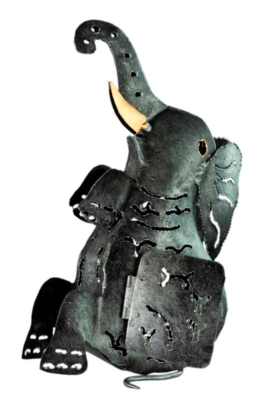 Photophore Éléphant En Métal Peint – Bougeoir Artisanal Pour Une Ambiance Chaleureuse