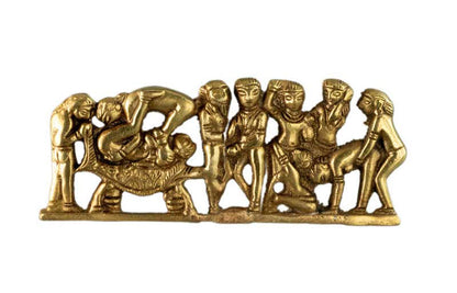 Bas-Relief Kamasutra En Laiton – Sculpture Érotique Artisanale Indienne