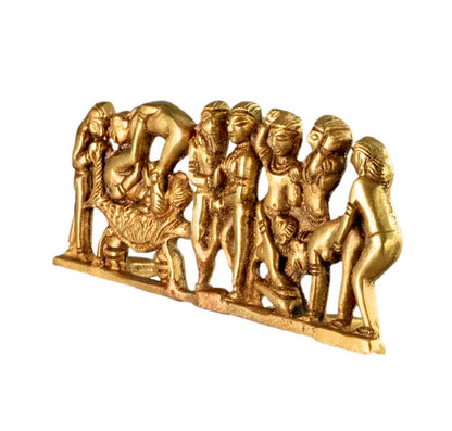 Bas-Relief Kamasutra En Laiton – Sculpture Érotique Artisanale Indienne