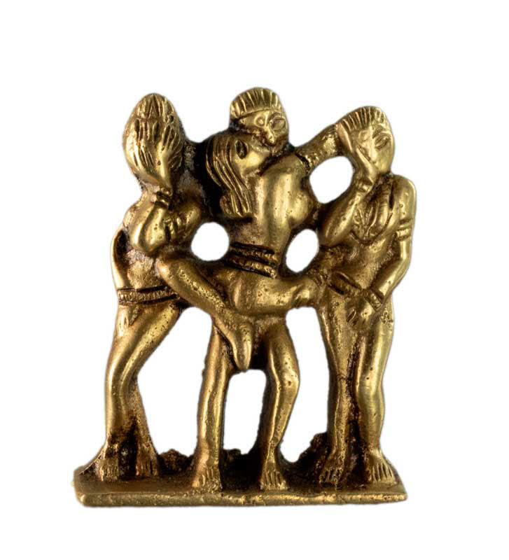 Figurine Érotique En Laiton – Statue Kamasutra Artisanale Indienne