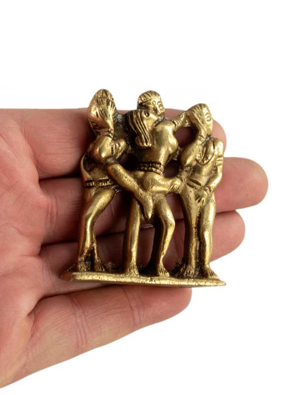 Figurine Érotique En Laiton – Statue Kamasutra Artisanale Indienne