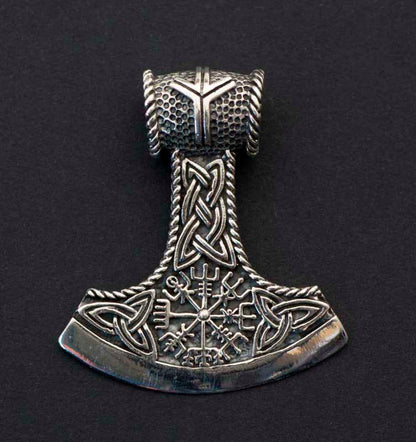 Pendentif Grande Hache de Perun – Vegvísir en Argent Massif 925 - Viking