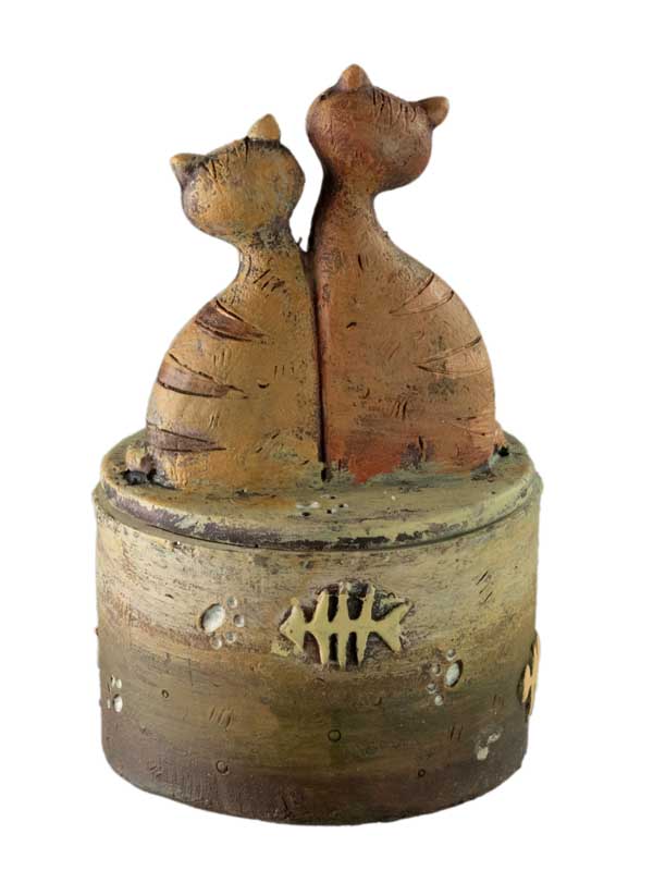 Boîte à Bijoux et Trombones Chat en Résine – Figurine Décorative
