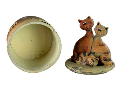 Boîte à Bijoux et Trombones Chat en Résine – Figurine Décorative