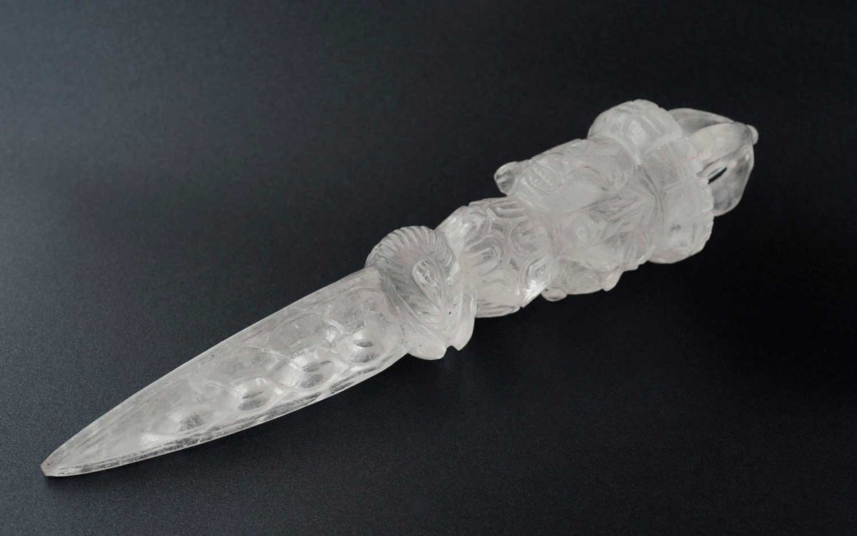 Grand Phurba En Cristal De Roche 31 cm – Vajra Kila Dague Rituelle Tibétaine