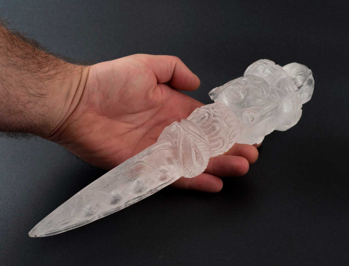 Grand Phurba En Cristal De Roche 31 cm – Vajra Kila Dague Rituelle Tibétaine