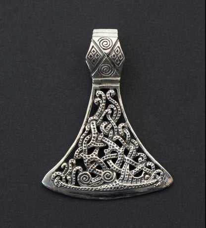 Pendentif Hache Viking et Nœud Celtique en Argent Massif 925