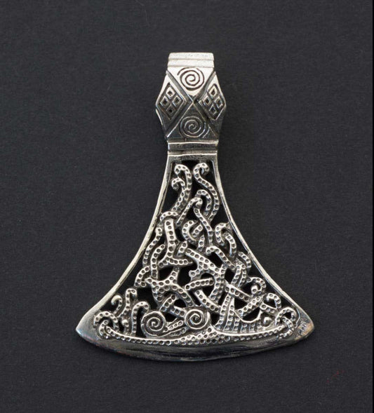 Pendentif Hache Viking et Nœud Celtique en Argent Massif 925