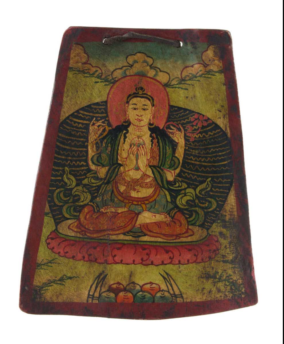Thangka Bouddhiste Chenrezig – Artisanat Népalais En Os De Yak