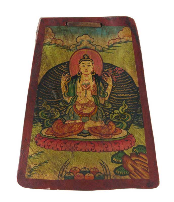 Thangka Bouddhiste Chenrezig – Artisanat Népalais En Os De Yak