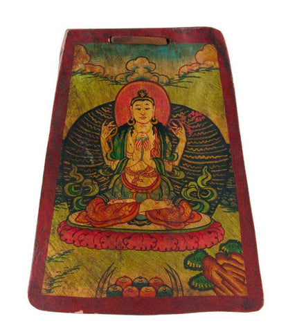 Thangka Bouddhiste Chenrezig – Artisanat Népalais En Os De Yak