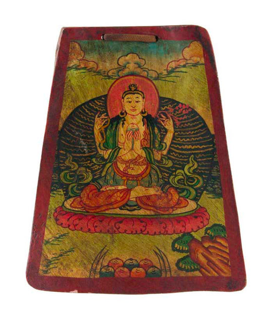 Thangka Bouddhiste Chenrezig – Artisanat Népalais En Os De Yak