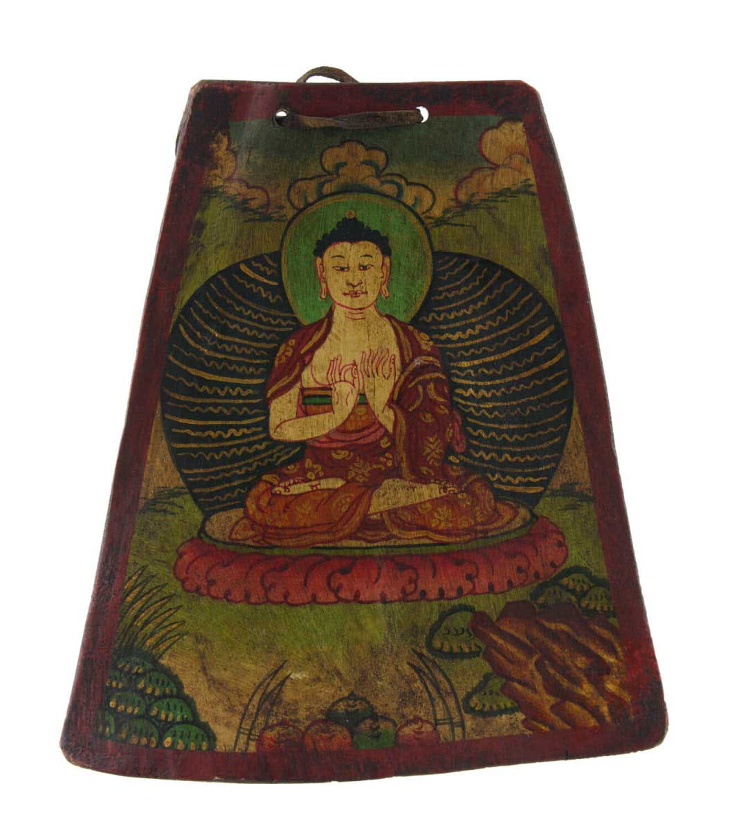 Tsakli Bouddhiste Bouddha Vairocana – Peinture Miniature Tibétaine Sur Os De Bovin