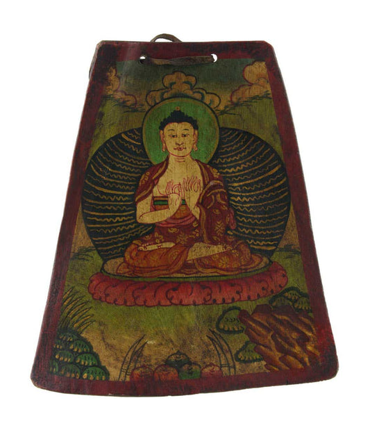 Tsakli Bouddhiste Bouddha Vairocana – Peinture Miniature Tibétaine Sur Os De Bovin