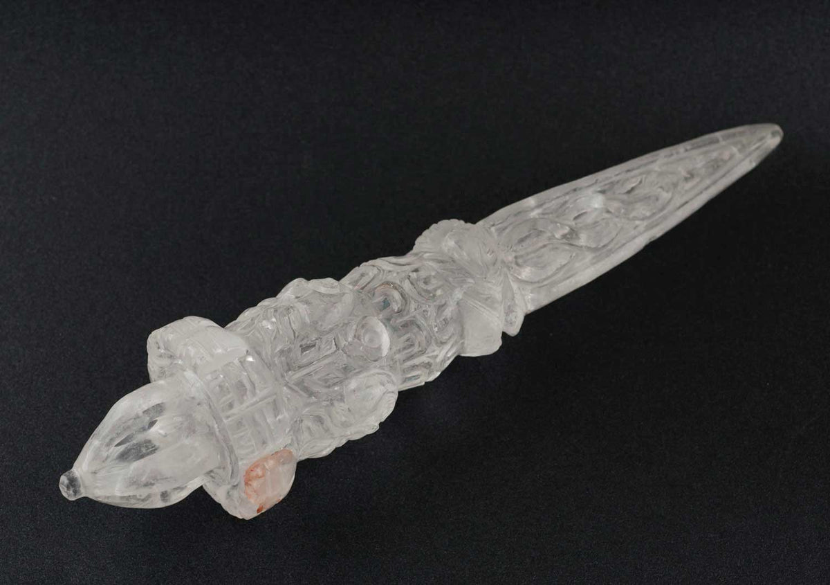 Grand Phurba En Cristal De Roche 26 cm – Vajrakila Dague Rituelle Tibétaine