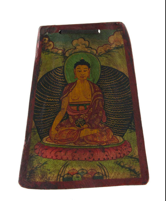 Tsakli Bouddhiste Bouddha Shakyamuni – Peinture Miniature Tibétaine Sur Os De Bovin