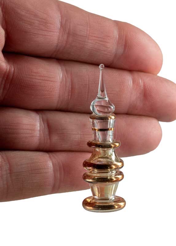Petit Flacon À Parfum Égyptien Jaune Et Doré En Verre Soufflé – Artisanat Traditionnel