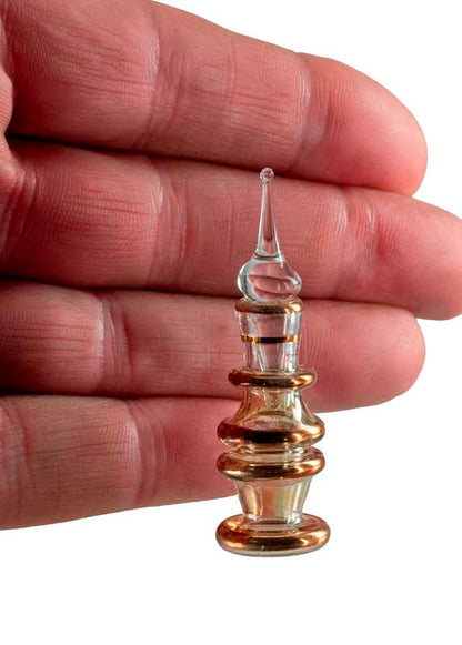 Petit Flacon À Parfum Égyptien Jaune Et Doré En Verre Soufflé – Artisanat Traditionnel