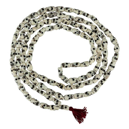 Collier Têtes de Mort en Os de Bovin – Mala Bouddhiste Artisanal du Népal