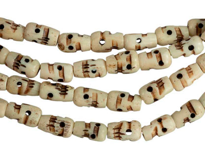 Collier Têtes de Mort en Os de Bovin – Mala Bouddhiste Artisanal 108 Perles