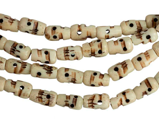 Collier Têtes de Mort en Os de Bovin – Mala Bouddhiste Artisanal 108 Perles