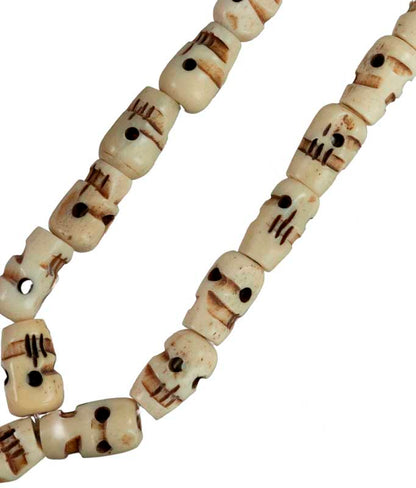 Collier Têtes de Mort en Os de Bovin – Mala Bouddhiste Artisanal 108 Perles