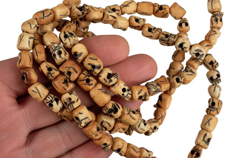 Collier Têtes de Mort Népalais 10mm – Mund Mala Bouddhiste 108 Perles