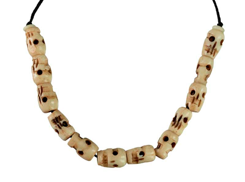 Bracelet tête de mort Népal – Mala tibétain en os de bovin ajustable