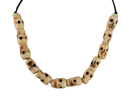 Bracelet tête de mort Népal – Mala tibétain en os de bovin ajustable