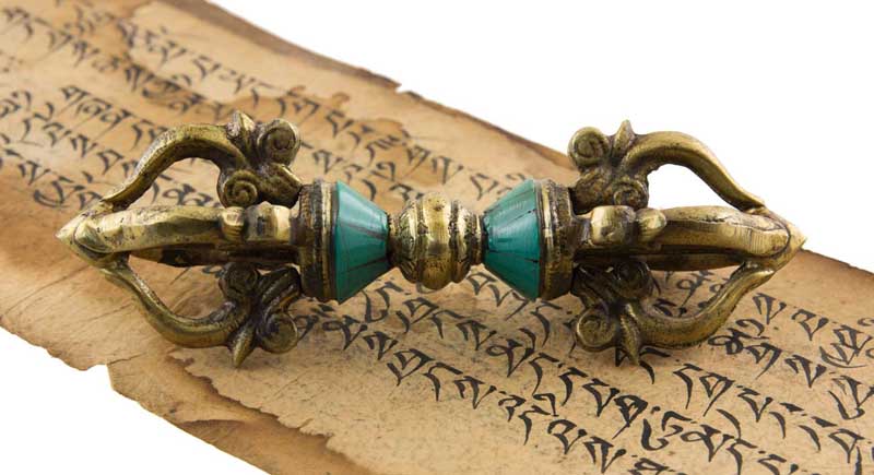 Dorje Vajra Tibétain À 4 Branches En Laiton – Objet Rituel Bouddhiste Du Népal