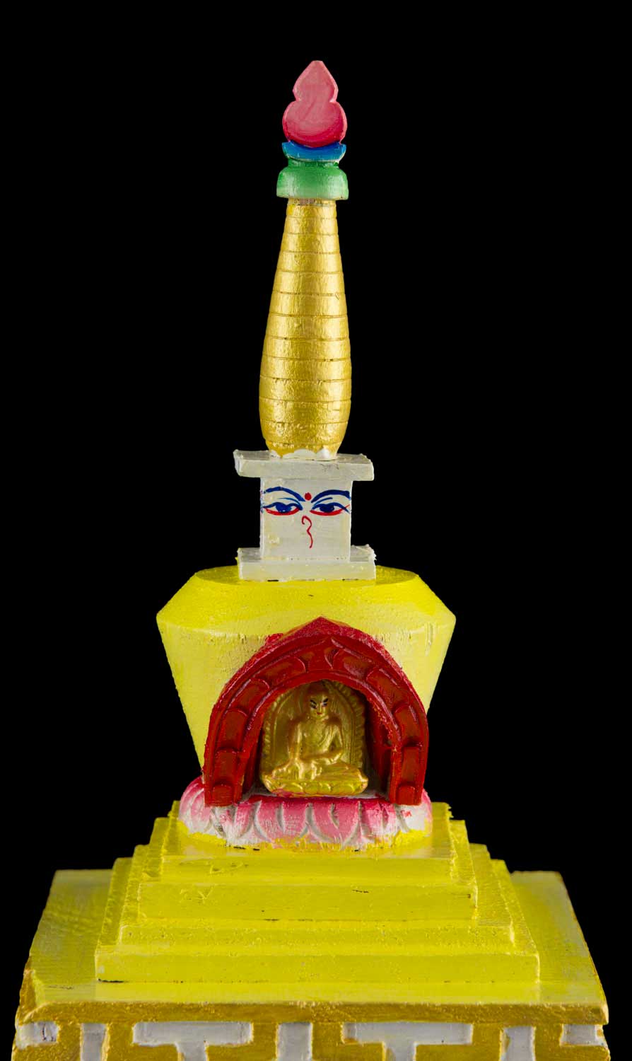 Stupa Chaitya Tibétain Chörten En Bois 24.5 cm – Artisanat Bouddhiste Du Népal
