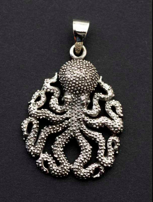 Pendentif Pieuvre Viking en Argent Massif 925