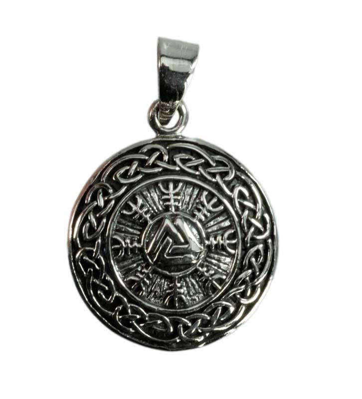 Pendentif Aegishjalmur et Valknut en Argent 925 – Symbole Viking