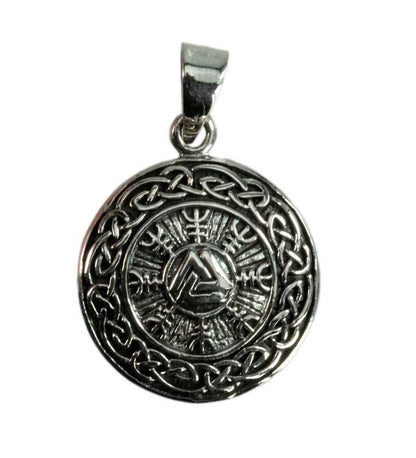 Pendentif Aegishjalmur et Valknut en Argent 925 – Symbole Viking