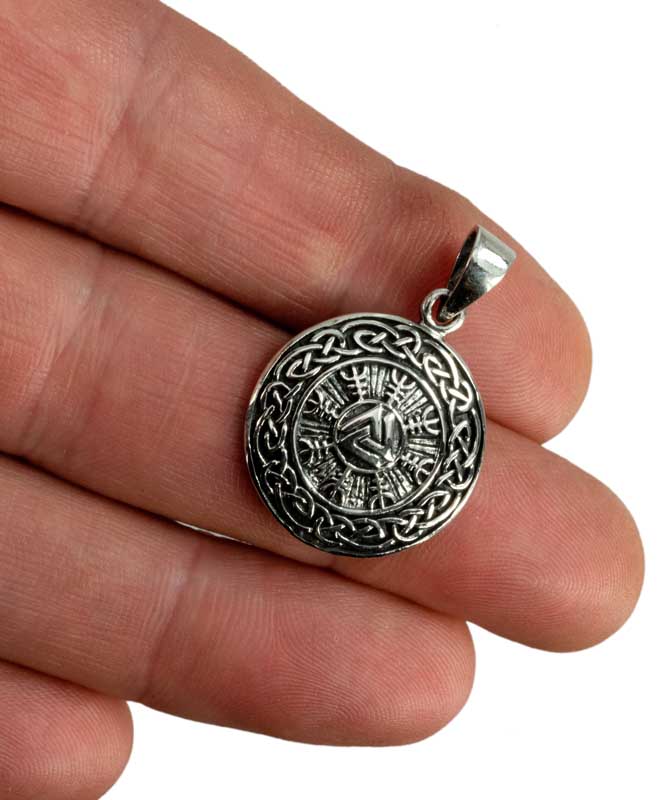 Pendentif Aegishjalmur et Valknut en Argent 925 – Symbole Viking