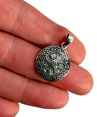 Pendentif Aegishjalmur et Valknut en Argent 925 – Symbole Viking