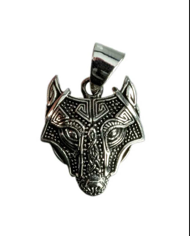 Pendentif Tête de Loup Fenrir Viking en Argent 925