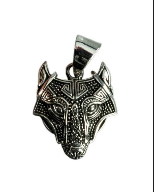 Pendentif Tête de Loup Fenrir Viking en Argent 925