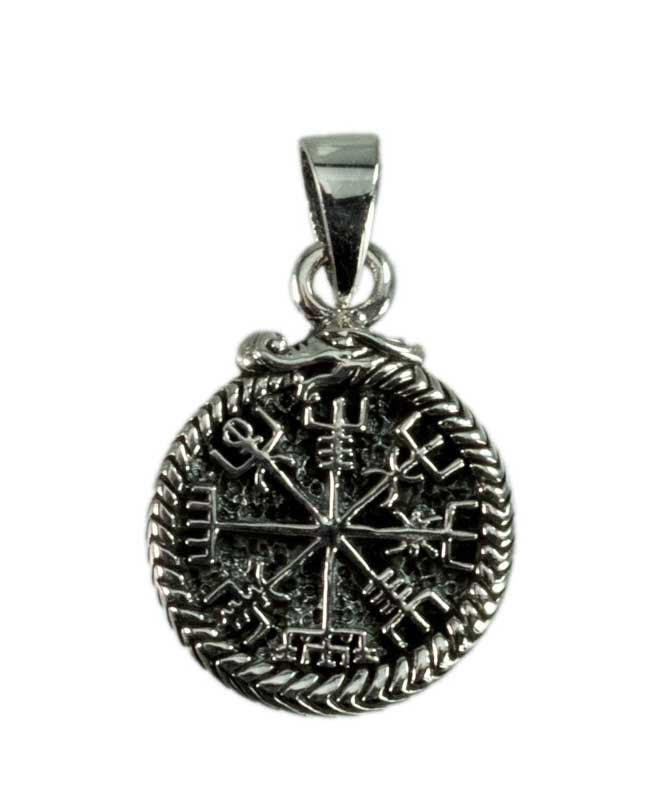Pendentif Vegvísir – Boussole Viking en Argent 925