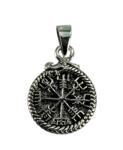Pendentif Vegvísir – Boussole Viking en Argent 925